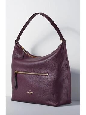 Kate Spade Purple Spencer Court - Caren Leather Shoulder Bag with Tassel Zipper